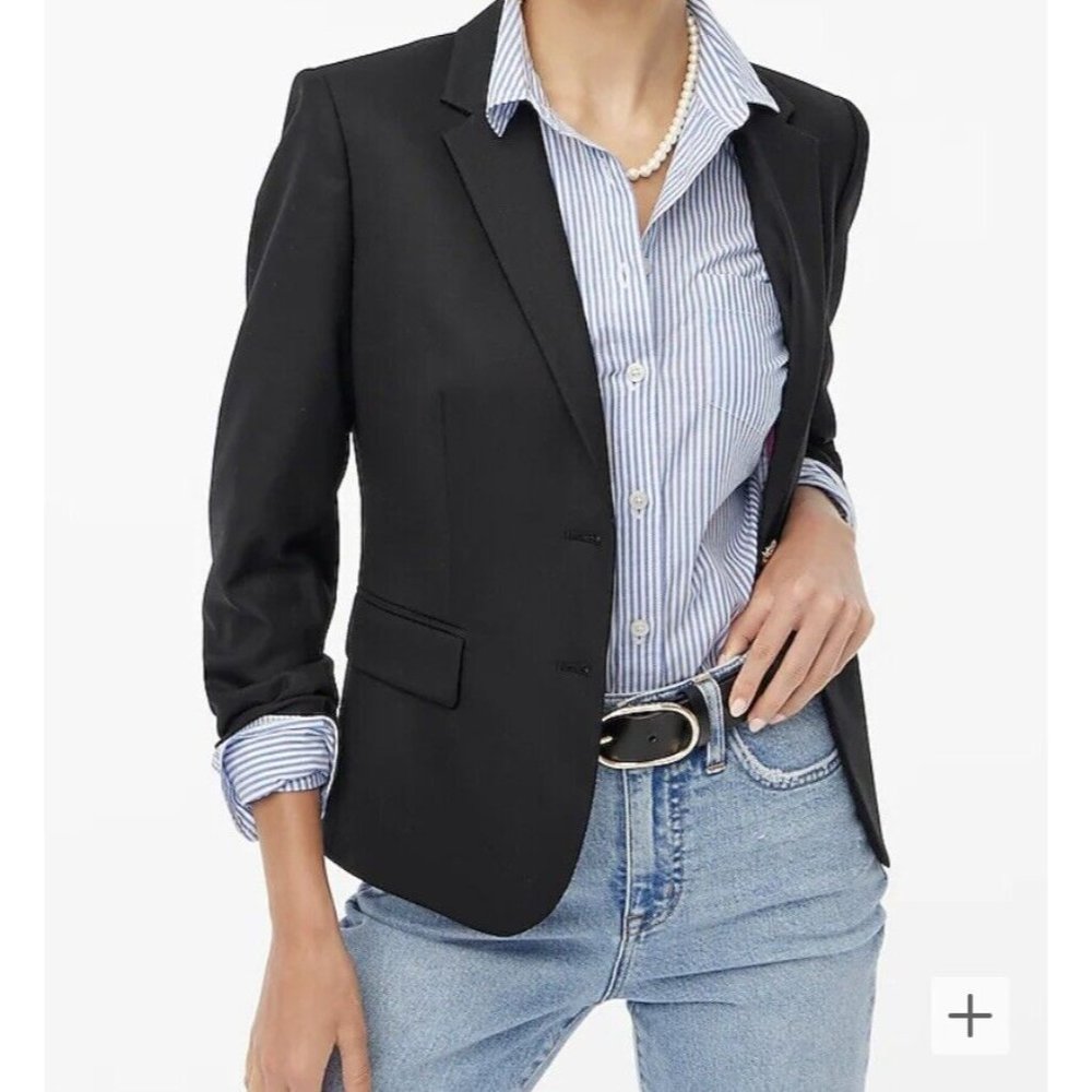 J.crew Blazer Women’s 14 black wool original schoolboy preppy office workwear